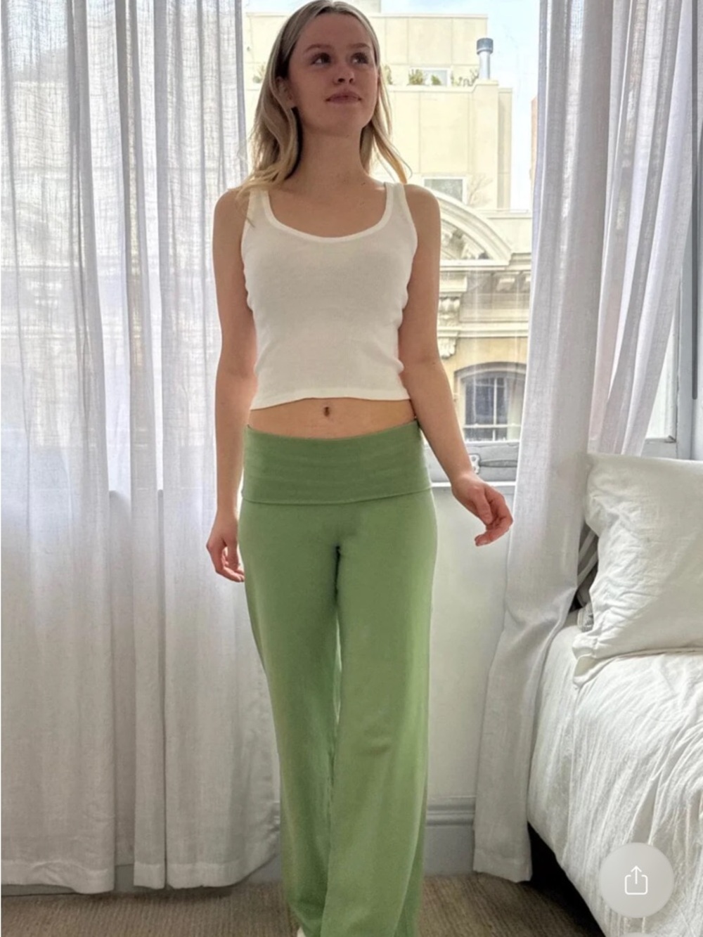 Brandy Melville Light Green Wide Leg Pants matcha olive green Priscilla pants